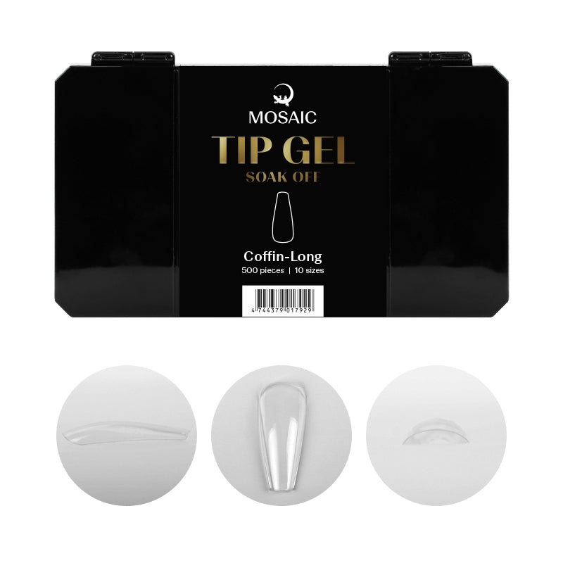 Tip gel soak gel coffin long  500 pcs
