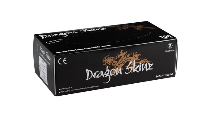Gants latex noir sans poudre - Dragon Skinz - Boite de 100