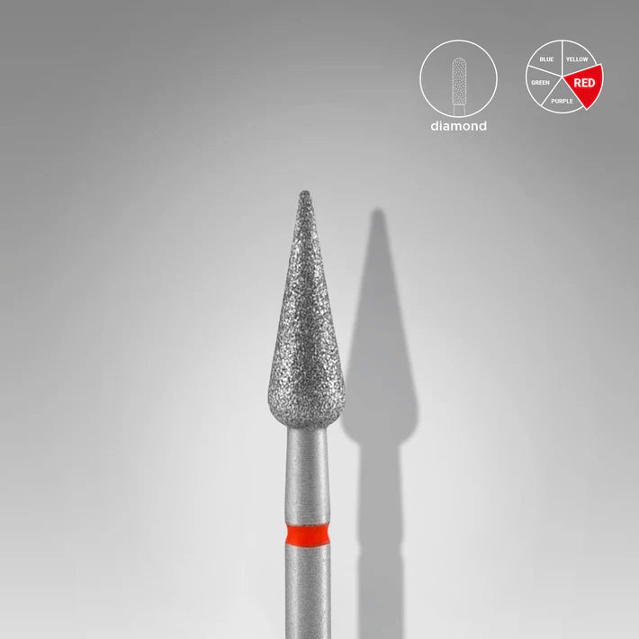 Staleks Fraise diamantée Poire pointue rouge 4 mm