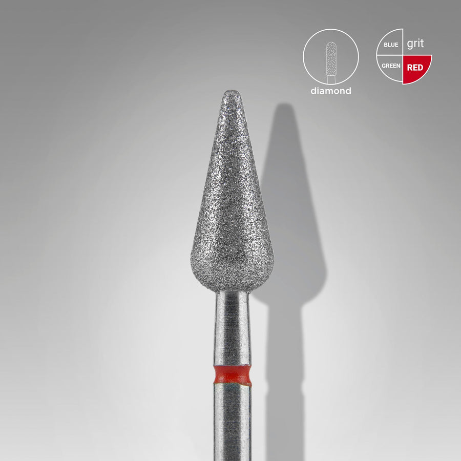 Foret à clous diamètre pointu poire, rouge, Diamètre Tête 5 mm / Partie Active 12 mm - MANUCURE RUSSEForet à clous diamètre pointu poire, rouge, Diamètre Tête 5 mm / Partie Active 12 mm