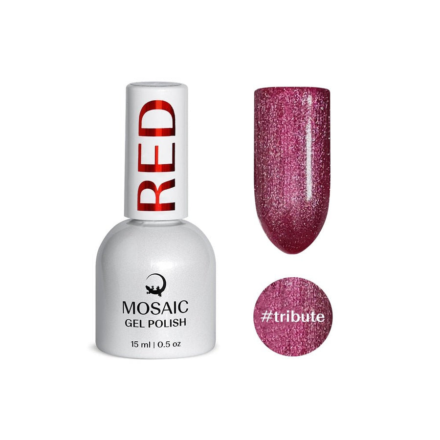 VSP vernis semi-permanent red tribute rose pailleté  mosaic strasbourg ongle pas cher 